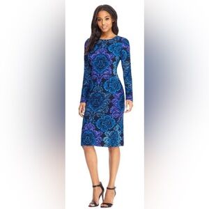 NWT Maggy London -  Long Sleeve Floral Print Crepe DRESS.SIZE 2